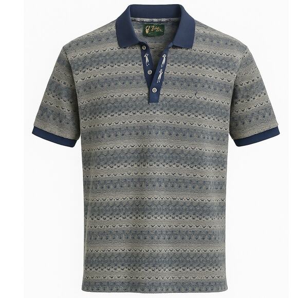 Bobby Jones Other - Bobby Jones Italy Golf Polo Shirt M – 100% Cotton Textured Knit Blue Pattern